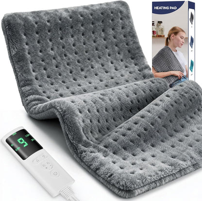 Heating Pad for Back, 17 x 33 in,9 Heat Settings,4 Timer, Gray