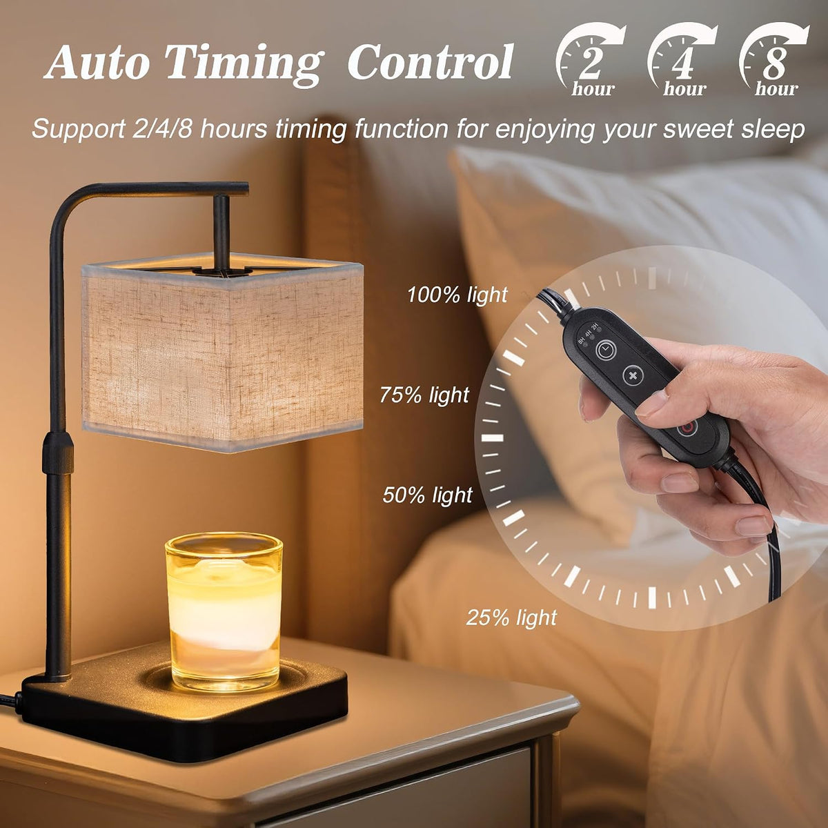 MOAFINA White Candle Warmer Lamp with Timer,Height Adjustable Dimmable