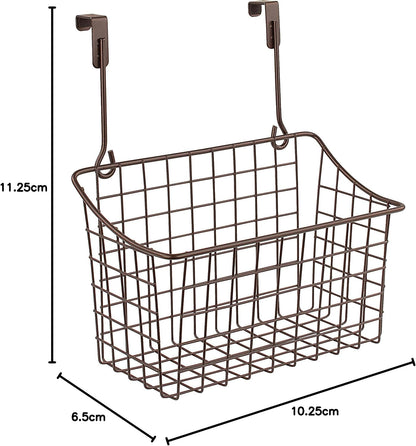 Spectrum Hanging Baskets for Organizing (Large, Satin Nickel) - Grid Over the Cabinet Wire Basket for Kitchen or Bathroom - Door Hanging Storage Organizer for Cleaning Supplies, Washcloths, & Towels