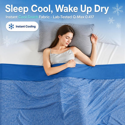 Cooling Blanket Queen Size for Hot Sleepers, Q-Max >0.4, 90 x 90 Inch, Grey