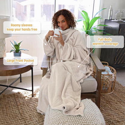 Catalonia Wearable Blanket with Sleeves for Women & Men, Fleece Wrap Throw | Cozy Sleeve Design for Hands-Free Comfort, Perfect for Reading, TV Time & Relaxing, Christmas & Birthday Gift