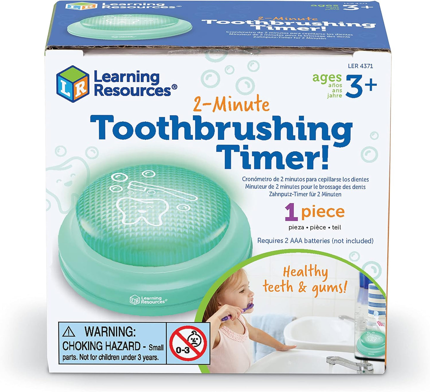 Learning Resources 2 Minute Toothbrushing Timer - Toothbrush Timer for Kids, Timers for Kids Bathroom, Toddler Teeth Brushing Button, Visual Countdown for Tooth Brushing | Toothbrush Timer for Kids, Timers for Kids Bathroom, Toddler Teeth Brushing