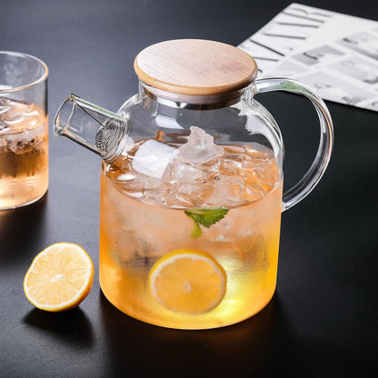 TMOST Glass Teapot with Spout Infuser 1600ml/54oz Glass Kettle Glass Pitcher Teapot for Loose Leaf Tea & Blooming Tea, Stovetop & Microwave Safe