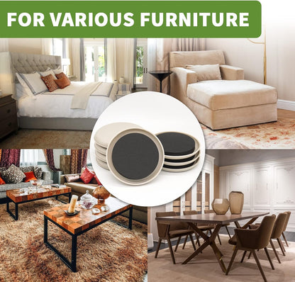 Furniture Sliders for Carpet 8 PCS - 3 1/2" Beige | Furniture Moving Sliders, Chair Leg Floor Protectors, Carpet Sliders for Furniture - Move Your Furniture Easily & Safely