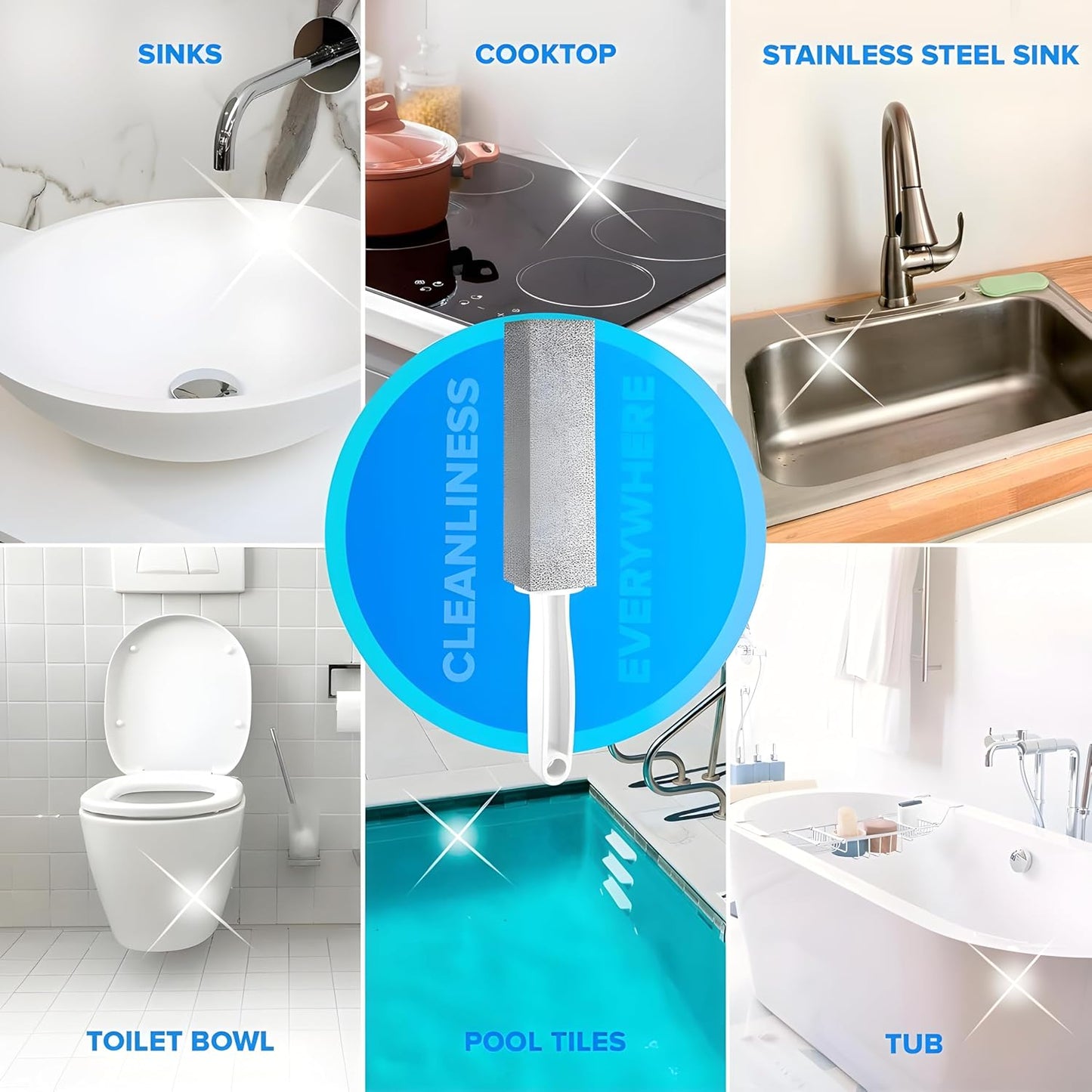 Bexter 2-Pack Value Toilet Bowl Pumice Cleaner with Handle – Removes Hard Water Rings, Stains & Limescale – Multi-Surface Bathroom Cleaning Stone for Sink, Pool, Tile