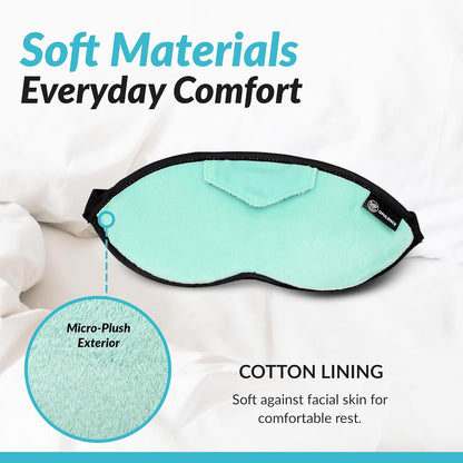 Dream Essentials Opulence Micro Plush Sleep Mask, Black Velvet Eye Mask for Sleeping with Earplugs, Front Pocket, Adjustable Strap, Soft Cotton Lining, Light Blocking Travel Accessory for Night Rest