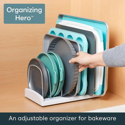 YouCopia StoreMore Bakeware Rack, Adjustable Dividers, Baking Pan Organizer