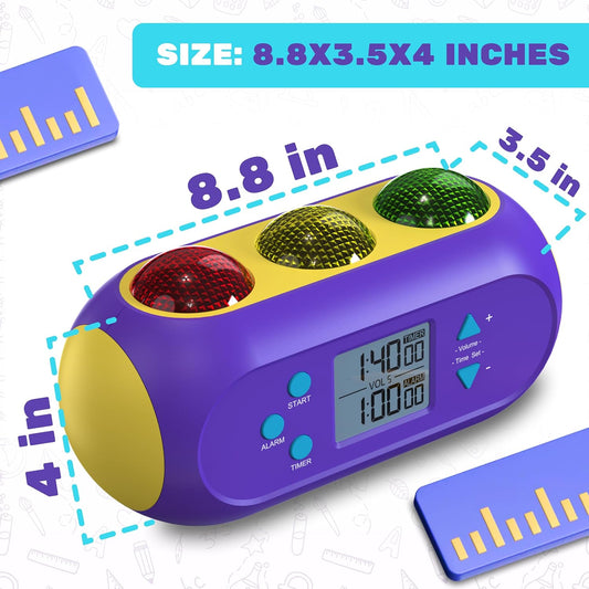 Visual Timer for Kids, Interactive Light and Sound Visual Timer for Classroom with Red, Yellow, and Green Lights, Engaging Timer for Kids, for Teachers, or Holiday Present