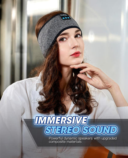 Perytong Sleep Headphones Bluetooth 5.4 Headband, Wireless Sleep Headphones with Ultra-Thin HD Stereo Speakers for Side Sleepers, Soft & Sweat Resistant Sport Headband for Yoga Travel Workout