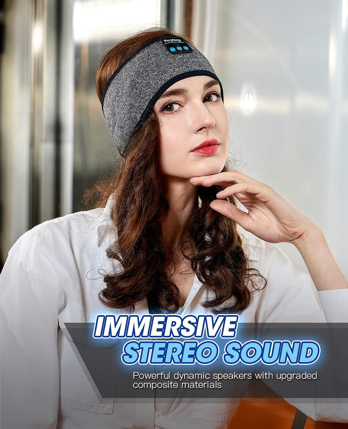 Perytong Sleep Headphones Wireless, Bluetooth Sports Headband Headphones with Ultra-Thin HD Stereo Speakers Perfect for Sleeping,Workout,Jogging,Yoga,Insomnia, Air Travel, Meditation (Grey)