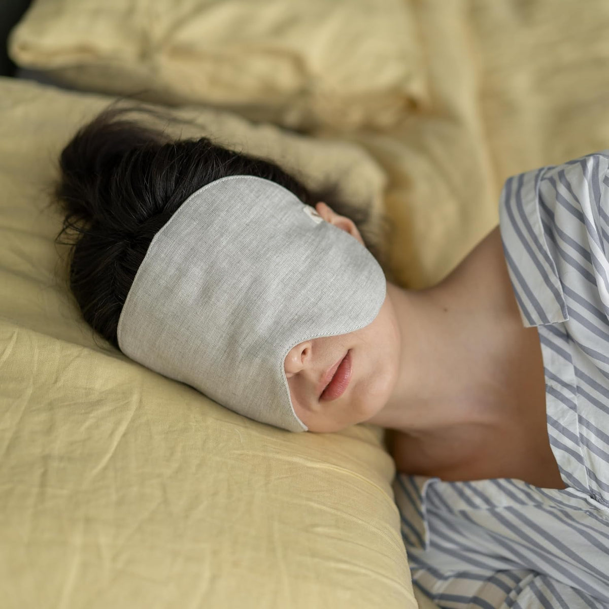 2-Pack Linen Eye Sleep Mask, Organic Blackout, Oversize Shape Cover