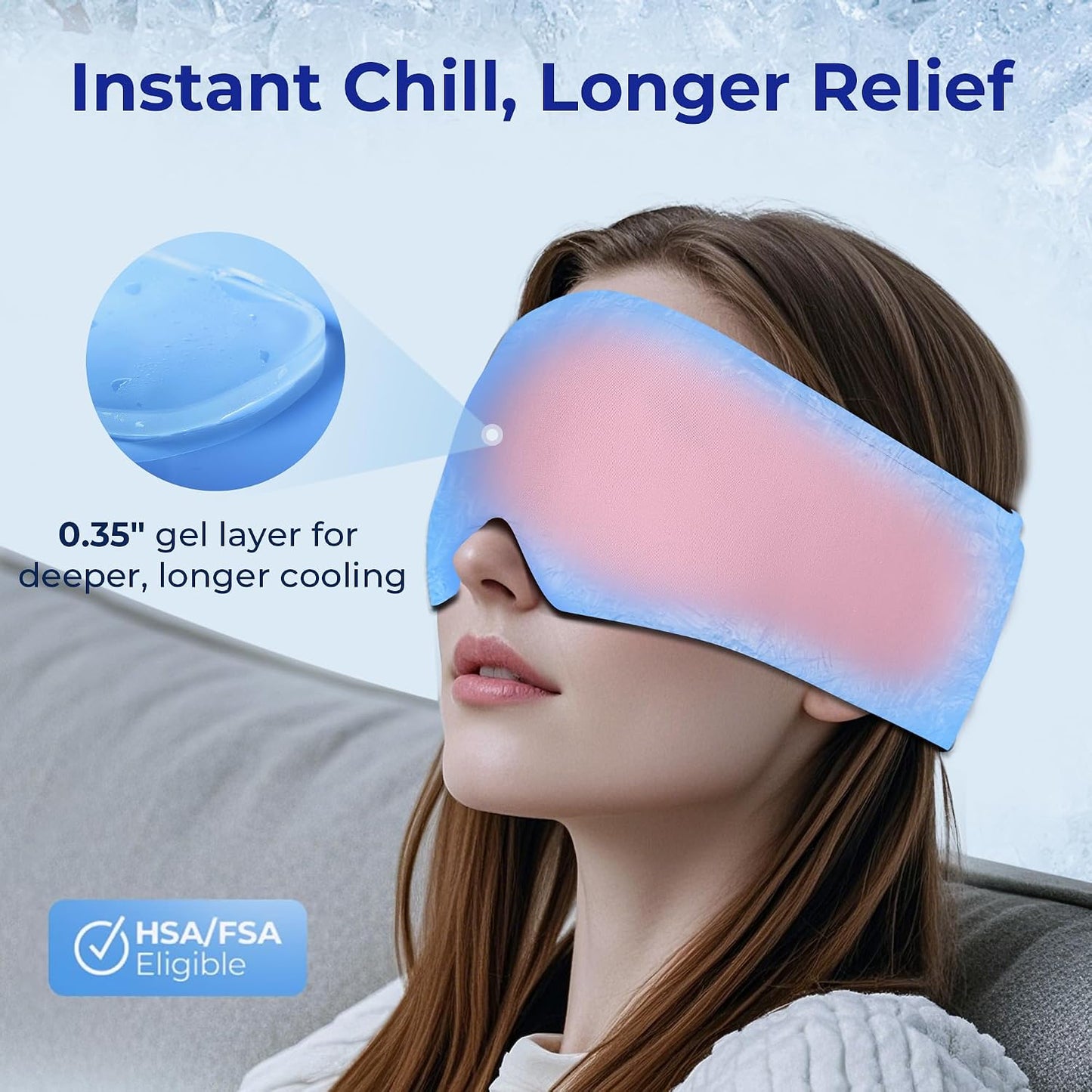 Cooling Gel Eye Mask Sleep: FSA -HSA Eligible, Cold Compress for Puffy Eyes & Migraine Relief - Reusable Gel Weighted Sleeping Mask for Dark Circles & After Surgery, Eye Care,Ice Pack for Eyes, Blue