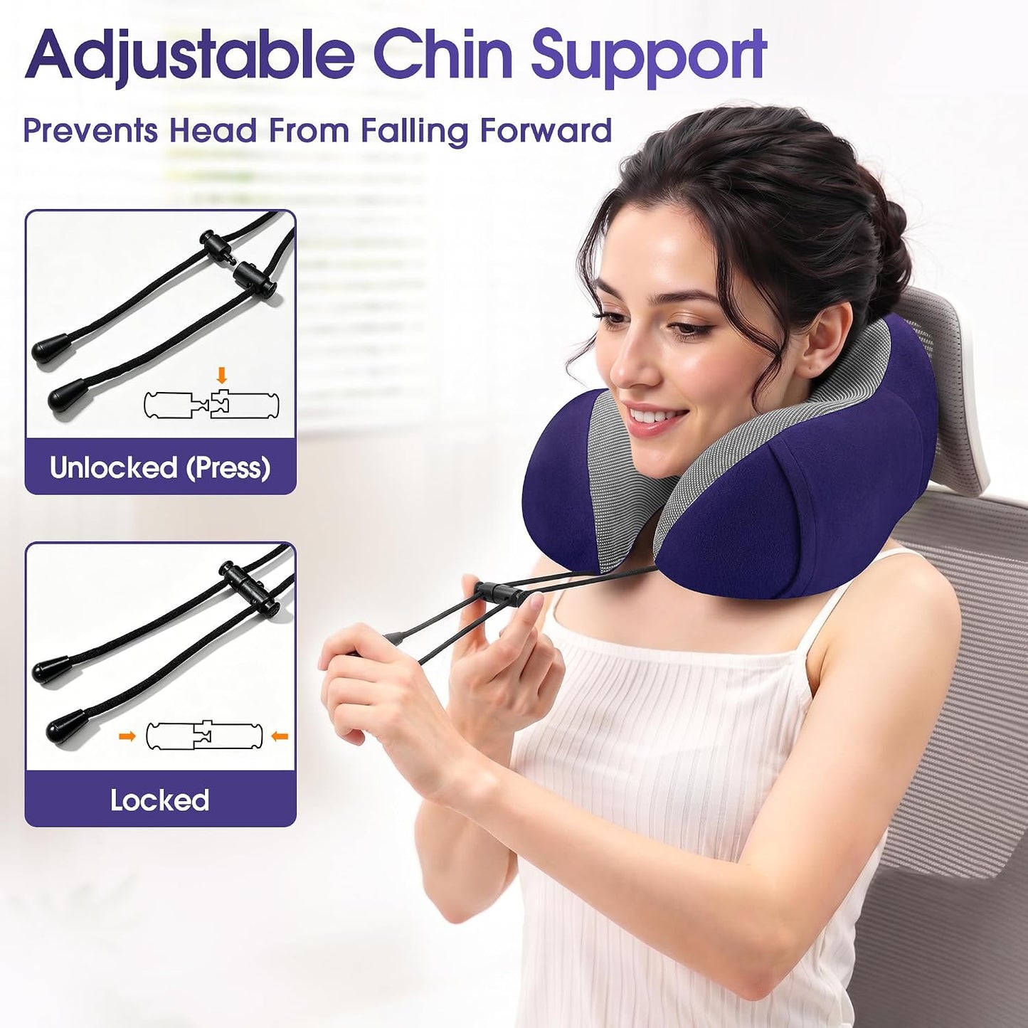 CloudBliss Neck Pillow for Airplanes, Memory Foam Travel Pillow, Black | Compact Flight Pillow with Eye Mask, Earplugs, Carry Bag, Travel Neck Pillow for Long Flight Sleep, Plane Travel Essentials
