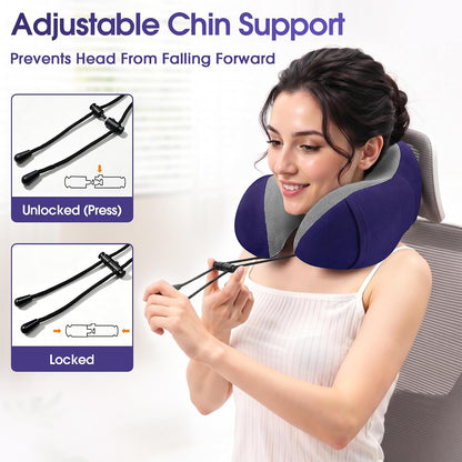 CloudBliss Neck Pillow for Airplanes, Memory Foam Travel Pillow, Black | Compact Flight Pillow with Eye Mask, Earplugs, Carry Bag, Travel Neck Pillow for Long Flight Sleep, Plane Travel Essentials