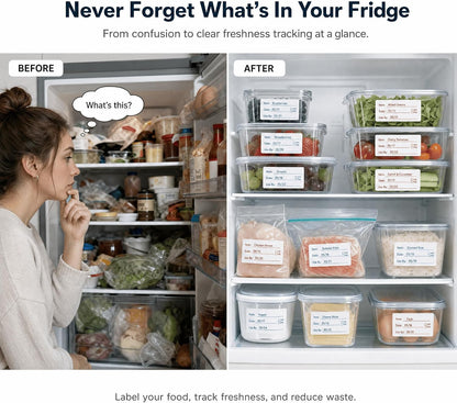 Food Labels for Containers, 2 Rolls, 500 Each, Meal Prep Kitchen Storage.