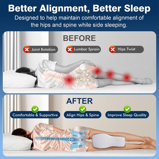UJPFEO Knee Pillow for Side Sleepers,Leg Pillows for Sciatica,Knees,Hips,Joints Between Legs,Back Pain Relief When Side Sleeping Spine Alignment Support for Knee Surgery Recovery