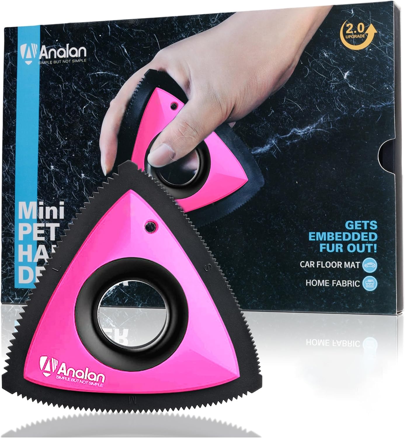 Mini Pet Hair Remover for Car Detailing Dog Hair Tool Brush(Black) | Deep Cleaning, Reusable Rubber, Gentle on Fabrics, Triangle Design For Car Interiors, Couch, Rugs, Carpet, Mats & Furniture