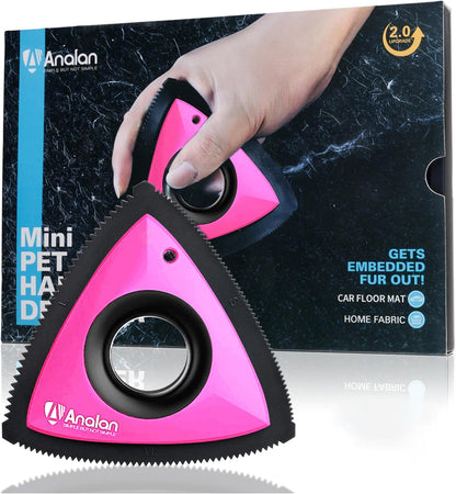 Mini Pet Hair Remover for Car Detailing Dog Hair Tool Brush(Black) | Deep Cleaning, Reusable Rubber, Gentle on Fabrics, Triangle Design For Car Interiors, Couch, Rugs, Carpet, Mats & Furniture