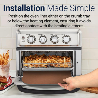 Toaster Oven Liners for Bottom of Oven (4 Pack) Reusable Non-Stick Heat Resistant Toaster Liners, Compatible with Breville, Cuisinart, Black & Decker, Dash, and More - Air Fryer Liners 12"x12" (Black)