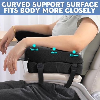 MABOZOO Gel Ergonomic Office Chair Arm Pads, Set of 2 Height Adjustable Arm Pads for Elbows Forearms Pressure Relief, Office Chair Cushion (Black)