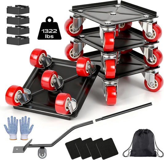 Furniture Dolly with 5 Wheels Heavy Duty Furniture Movers with Wheels Furniture Moving Wheels for Heavy Furniture Dollies Moving Dolly Heavy Duty Furniture Lifter Rollers 2866lbs Load Capacity