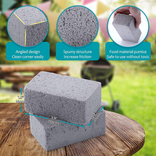 HaSteeL Grill Cleaning Brick, Griddle Pumice Stone for Removing Stains Kit of 4, Commercial Grade Grill Block Cleaner Accessories for Flat Top, Racks, Cast Iron, Sink, Effective & Reusable Clean Tool
