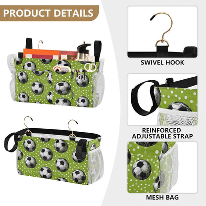 Bedside Caddy Hanging Bunk Bed Caddy Bed Organizer Hanging Pocket with 2 Hooks Bedside Storage Organizer Pocket Bag Holder Checkered Light Green - Colors B