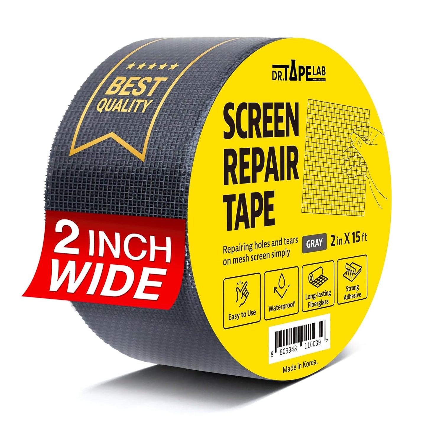Black Window Screen Repair Tape, 4 in X 15 FT, Screen Repair Kit for Windows or Doors, Strong Adhesive Patch Kit Fiberglass Mesh Tape
