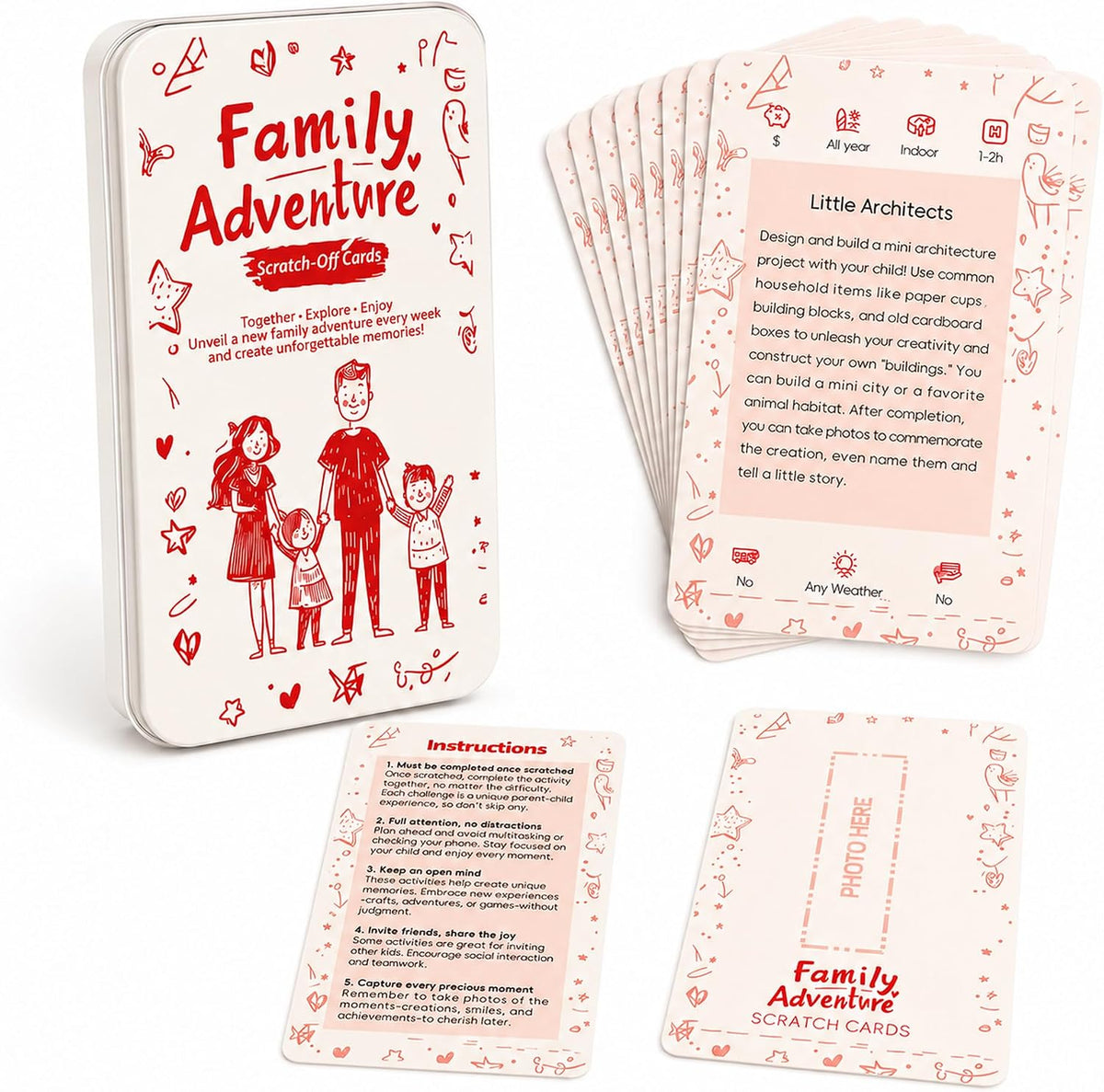 Family Activity Cards, 50 Screen-Free Scratch-Off Activities