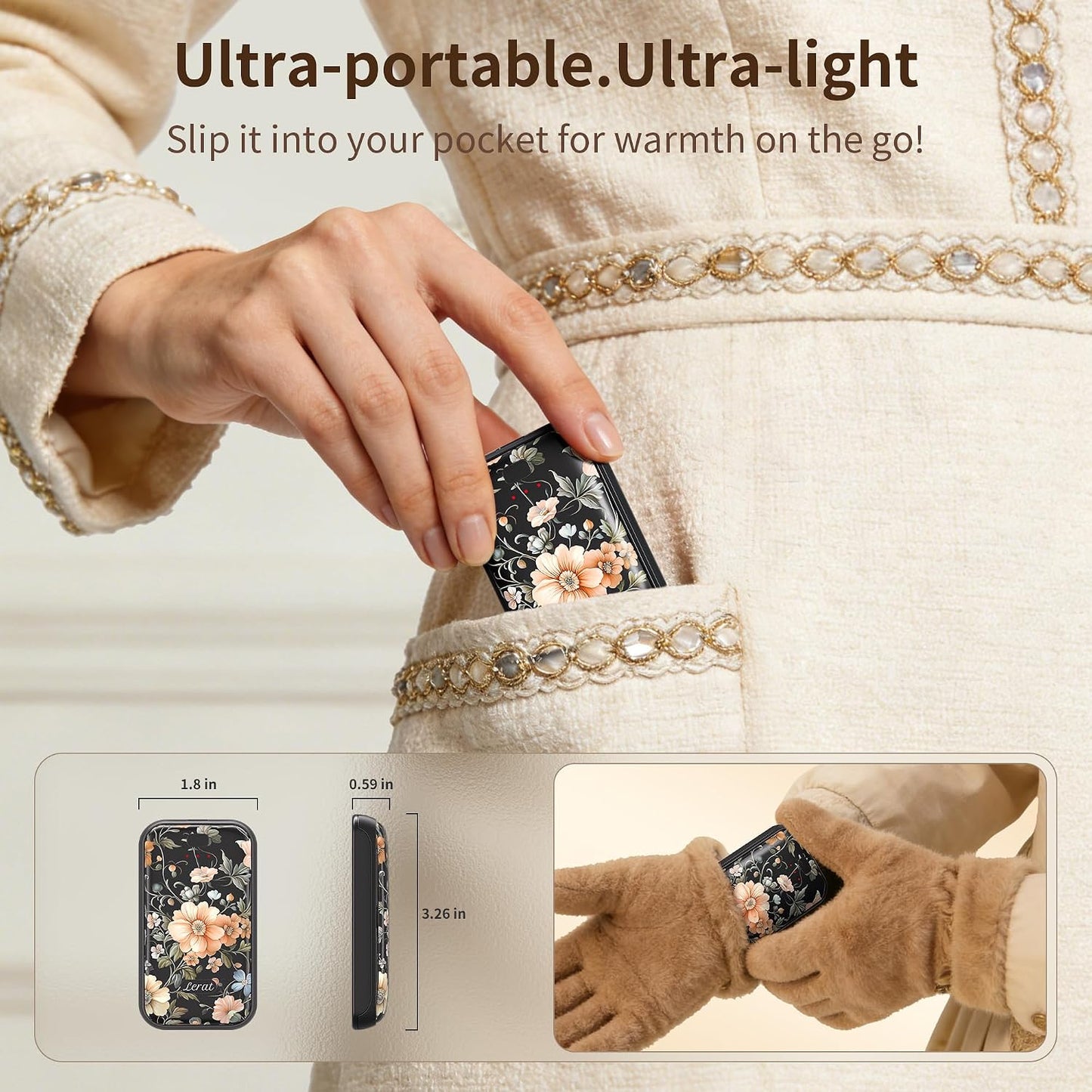 LERAT Hand Warmers Rechargeable,2 Pack Electric Hand Warmers,3-Second Fast Heating,3 Heat Settings,Portable & Lightweight Gifts for Women Men,Outdoor,Camping,Hiking,Skiing,Hunting,Travel