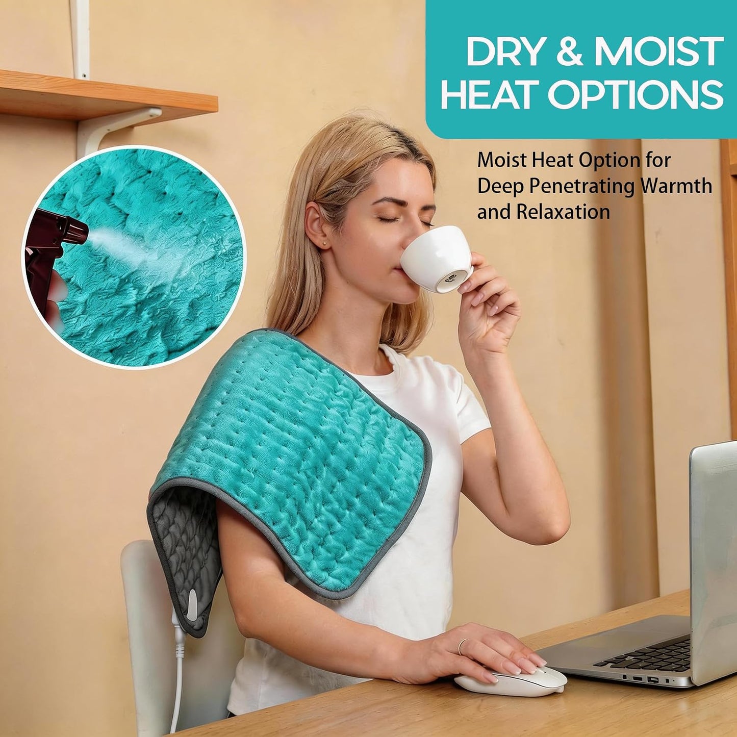 Heating Pad for Period Cramps, Heating Pad for Back/Neck/Shoulder Muscle Pain, 6 Heating&4 Timer Setting, Auto Shut Off, Dry/Moist Heat & Machine Washable, Gray Birthday Christmas Gifts for Women Mom