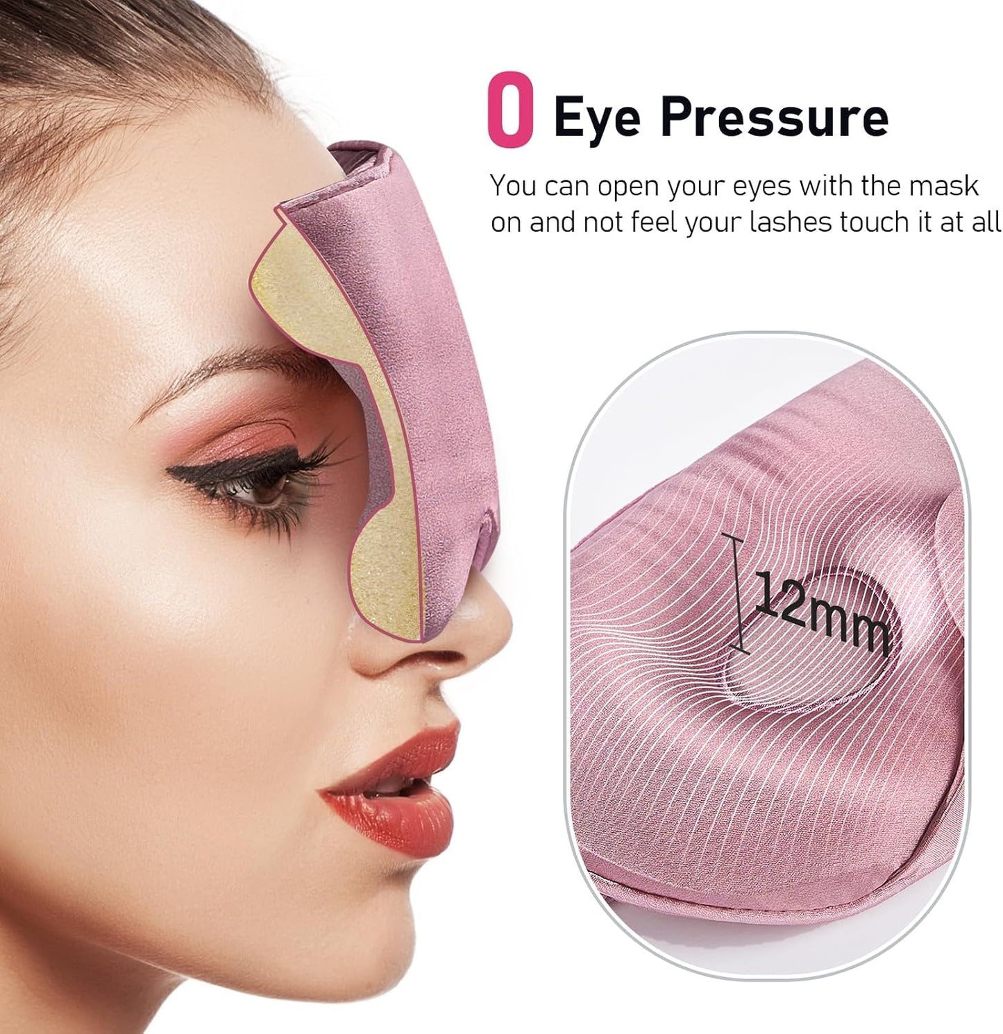 LitBear 100% 22 Momme Mulberry Silk Sleep Mask - 3D Contoured Eye Mask for Men & Women, Soft Breathable Sleeping Mask with Adjustable Strap, Perfect Blocks Light for Sleeping (Black)
