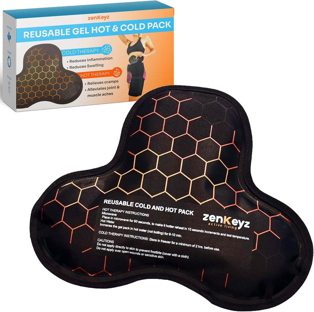 ZENKEYZ Reusable Gel Shoulder Ice Pack - 8x10 in, Black