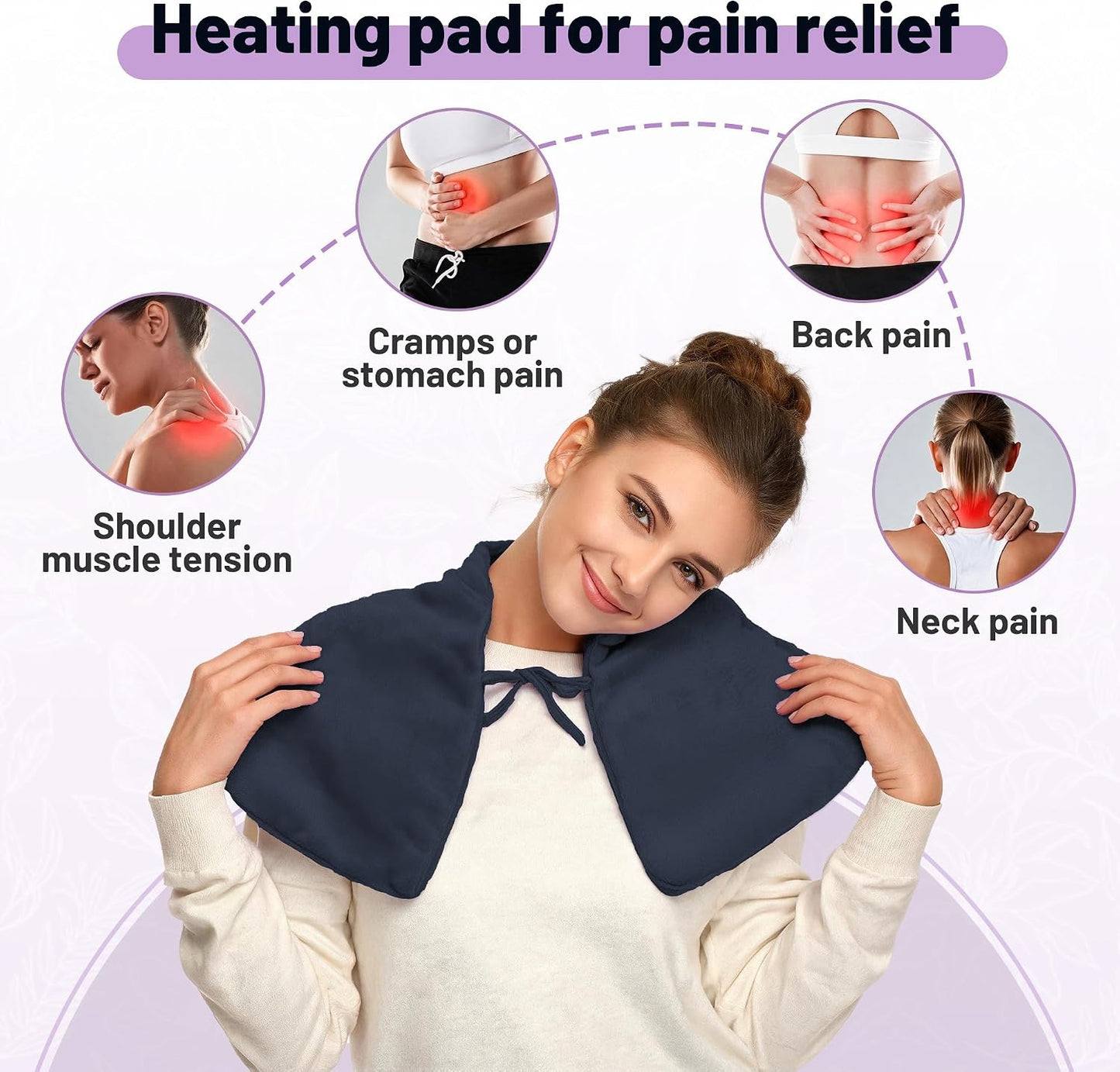 Microwavable Neck Heating Pad for Shoulders, Back and Chest | Warm & Cooling Plush Shoulder Weighted Heating Pad, Adjustable Comfort Fit For Women And Men For Home & Office