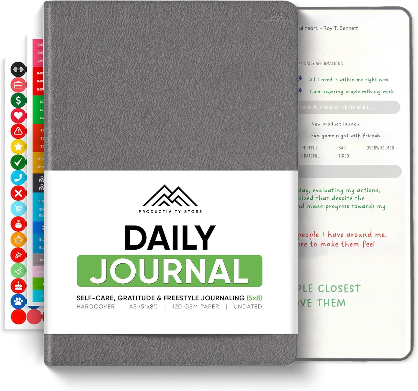 Best Daily Journal for Men & Women - Gratitude, Manifestation & Guided Journal with Prompts for Personal Growth (A5, Blue) - PRODUCTIVITY STORE