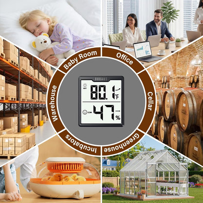 DOQAUS 3 Pieces Digital Hygrometer Indoor Thermometer Humidity Meter, Black | Accurate Temperature Indicator and Humidity Monitor for House, Baby Room, Greenhouse, Incubator - Battery Included