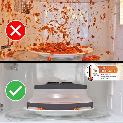 HOVER COVER Magnetic Microwave Splatter Cover - 10" Collapsible - Graphite | BPA-Free Lid, Vented Plate Guard with Steam Vents, Anti-Splash Microwave Lid, Dishwasher Safe, Space-Saving Magnetic Storage
