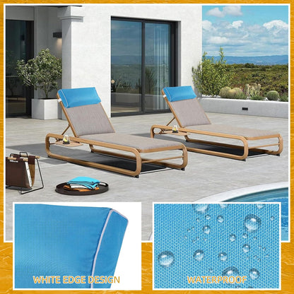 2 Pack Outdoor Chaise Lounge Head Pillow, Patio Pool Chair Pillows Water Resistant Headrest Pillow Lumbar Pillows with Insert and Adjustable Elastic Strap for Recliner Beach Chair, Dark Gray