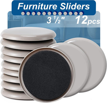 Furniture Sliders, 8 Pcs 3 1/2'' Furniture Sliders Pads for Hardwood Floors, Chair Legs Floors Protectors, Reusable Round Glides Glider, Heavy Duty Furniture Movers Sliders | Chair Legs Floors Protectors, Reusable Round Glides Glider, Heavy Duty