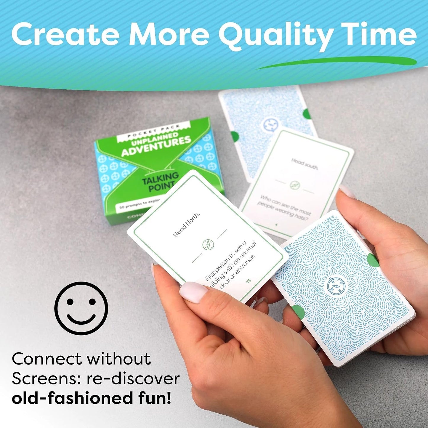 Unplanned Adventures Card Game; Fun Date Night, Road Trip & Family Fun Gift | Just draw & go, screen-free car game. Solo or 2+ players; for travel, couples, families, friends, anniversary & girls trips