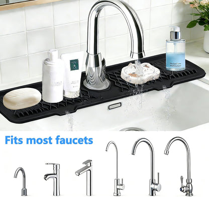 Kitchen Sink Splash Guard Gen2-30" x 6'' Silicone Sink Mat Splash Guard fit for Countertop, Bathroom,Farmhouse,RV by EBIGIC (Grey)