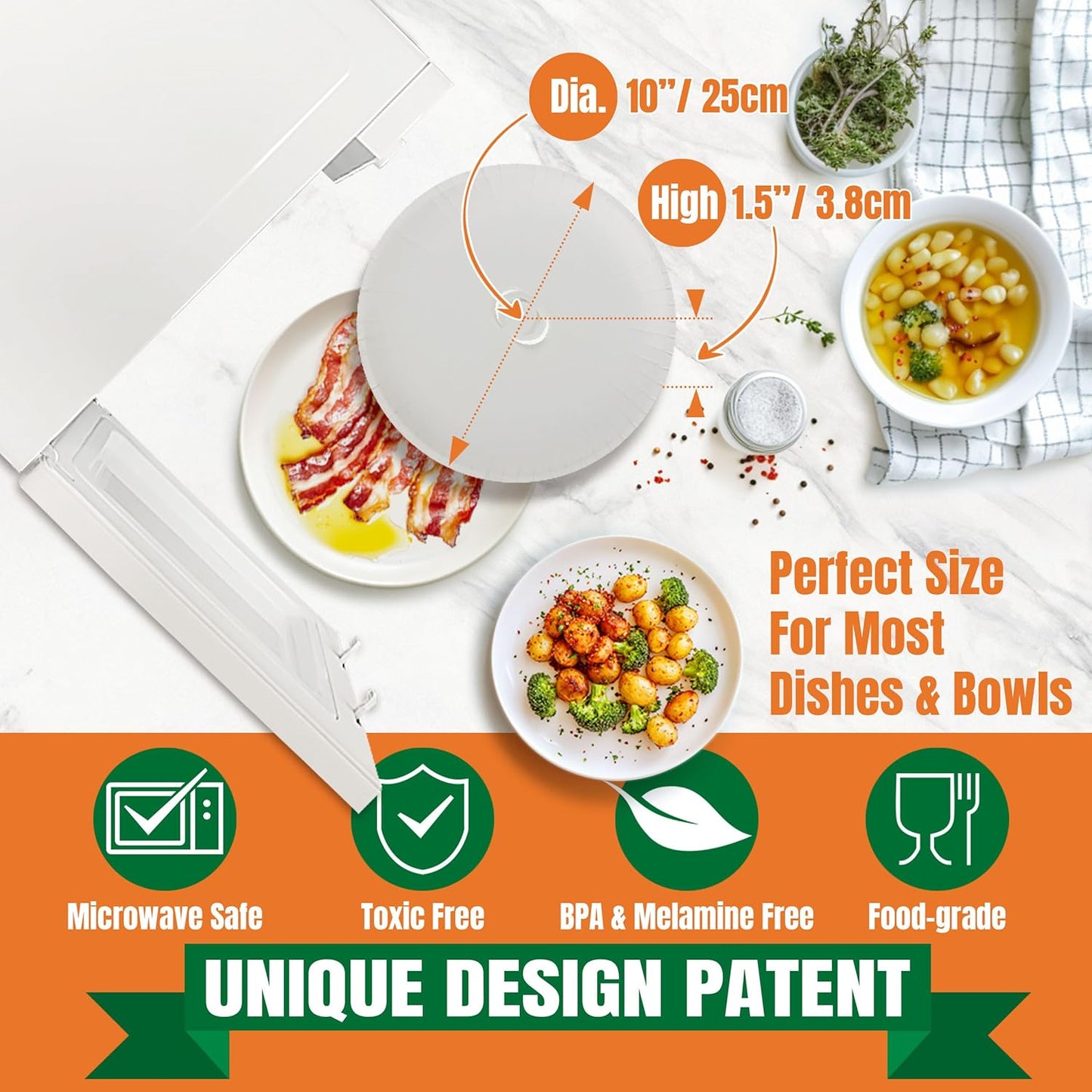 Paper Microwave Cover, 10 Inch Disposable Splatter Guard for Food, 25 Pack | BPA Free, Non Toxic, Non Plastic, Food Grade Paper, Microwave Safe, Heat Resistant, Splatter Protection, Steam Vent Design