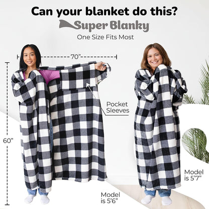 Super Blanky Wearable Blankets for Women & Men, Dorm Room Essentials, Gift for Her, Gifts for Women, Wife Birthday Gift Ideas