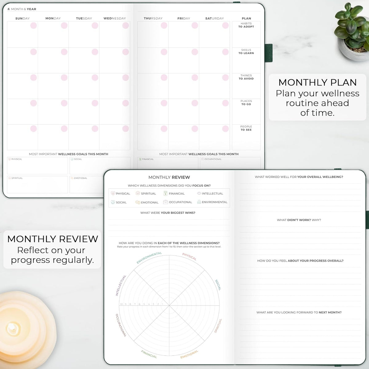 Clever Fox Wellness Journal Premium for Women, Workout & Food Light Pink