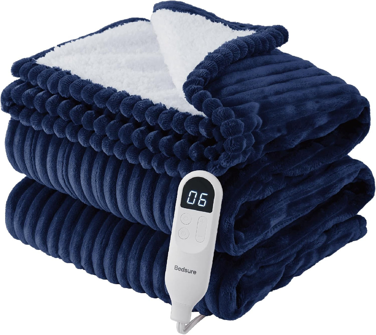 Bedsure GentleSoft Heated Blanket Throw - Soft Ribbed Flannel Electric Blanket, Gifts for Grandma (50x60 inches, Grey)