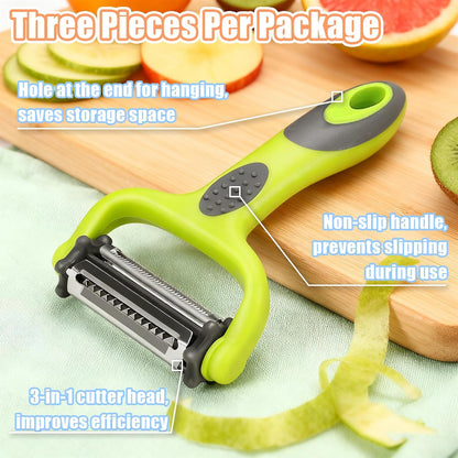 Bestac 3-in-1 Multifunctional Fruit & Vegetable Peeler - Stainless Steel Blade for Peeling/Julienning/Slicing Non-Slip Handle Ideal for Potatoes/Cucumbers/Apples Home Kitchen Daily Use (3)