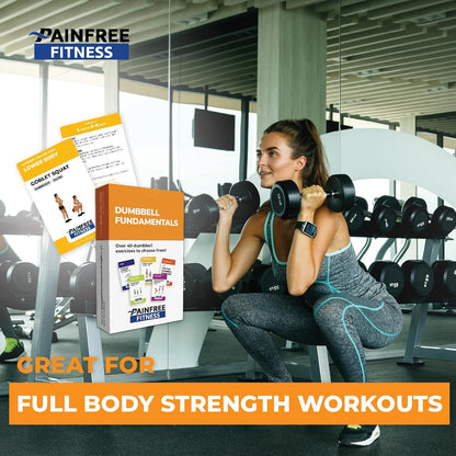 40 Dumbbell Exercise Cards 3x5''- Fundamental Workout Cards for Women & Men - Beginner to Intermediate - QR Video Guides & Inclusive Artwork - Bend & Tear-Resistant
