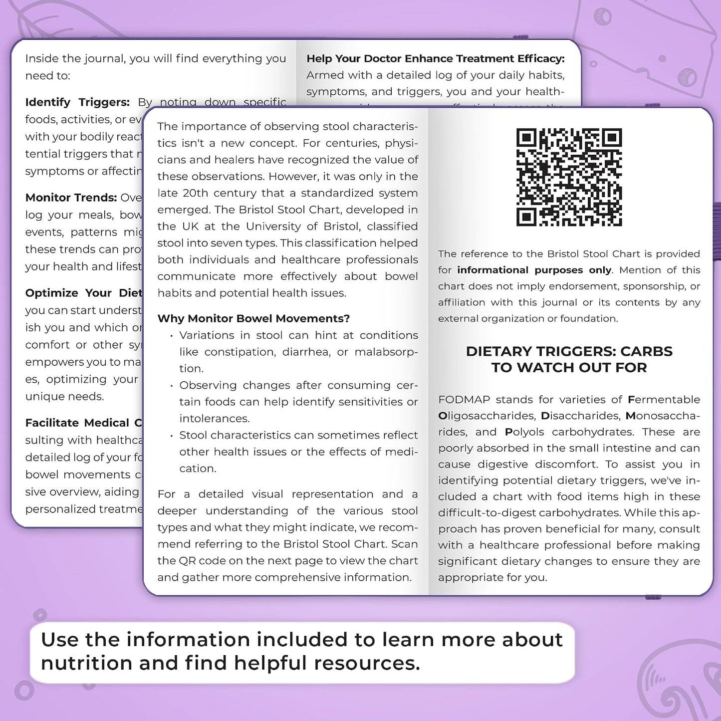 Clever Fox Food Sensitivity Journal & Symptom Diary, 8.5x11 Purple | Simple tracker log book for adults & kids, Intolerance, allergy, elimination diet, diabetic, IBS, low fodmap, food & poop