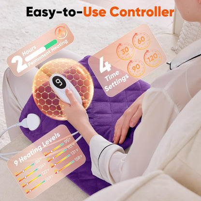 Weighted Heating Pad for Neck Shoulders and Back, Mothers Day Gifts for Mom Wife Grandma, Birthday Gifts for Women Men Dad, Instant Electric Heated Blanket with 9 Heat Options 4 Auto-Off Timer, Grey