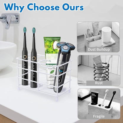 Electric Toothbrush Holders for Bathrooms 304 Stainless Steel Quick Drying | Upgrade Heavy Duty Sturdy Durable Toothpaste Holder Bathroom Organizer Storage Decor Accessories Tooth Brush Holder Caddy